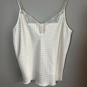 Victoria's Secret White Polka Dot Lace Trim Cami